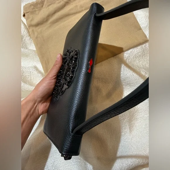 NEW Christian Louboutin Panettone Studs Logo Black Purse Zip Clutch Big Wallet - Picture 7 of 16